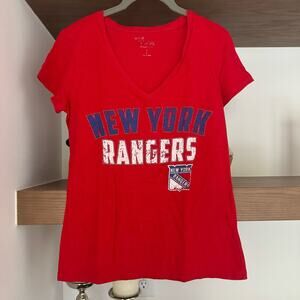 New York Rangers V-neck Tee in Red